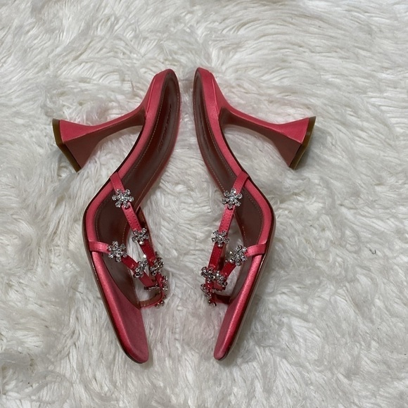 Amina Muaddi Lily‎ slipper 95 Crystal embellished satin heels size 37.5EU - Picture 12 of 14
